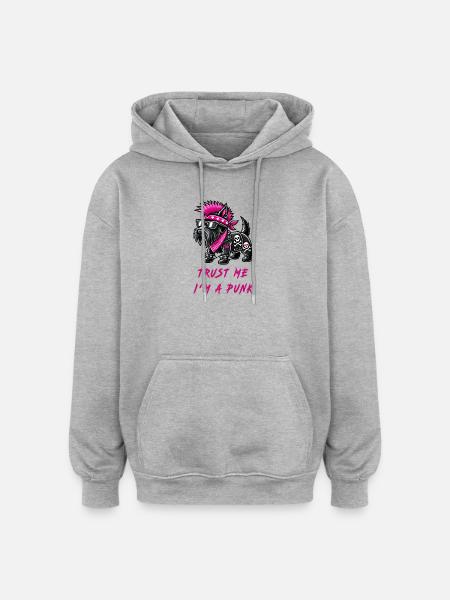 Scottish Terrier Punk Music - Oversized Unisex Hoodie - heather grey