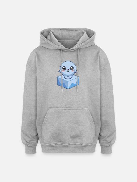 Baby pixel seal on an - Oversized Unisex Hoodie - heather grey