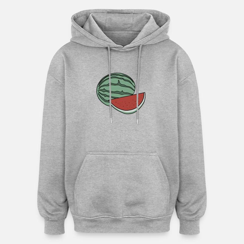 Délicieux fruit pastèque - Sweat à capuche oversize unisexe - gris chiné