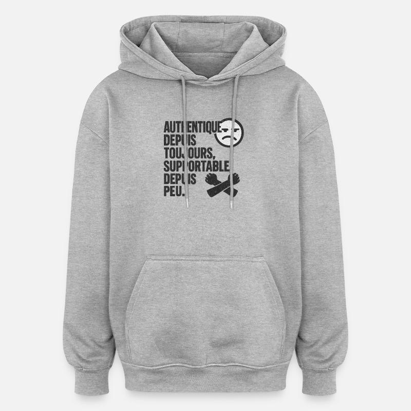 Authentisches Forever-Tee - Oversized Unisex Hoodie - Grau meliert
