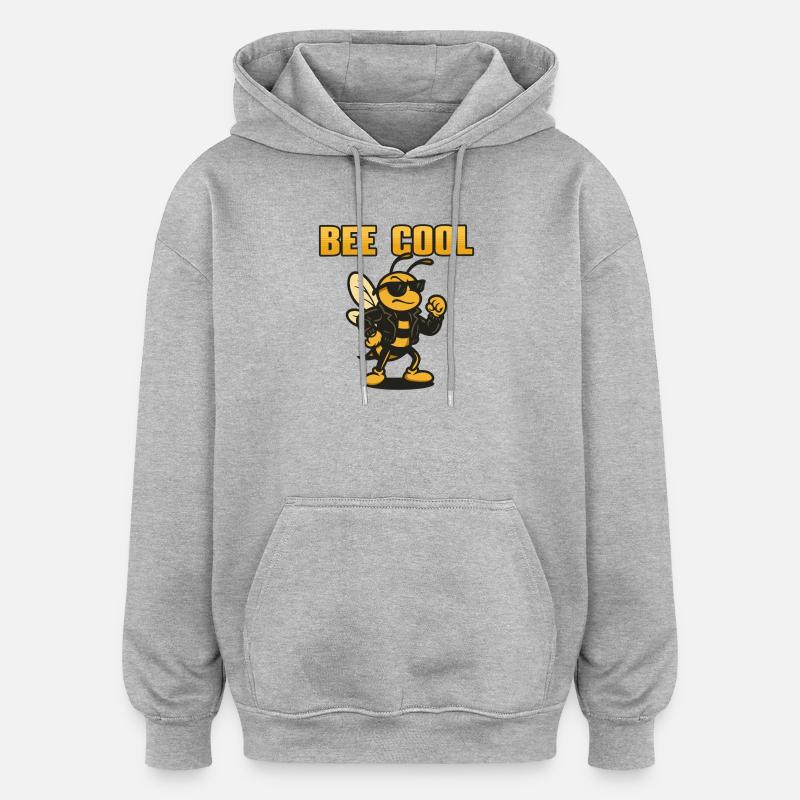 Bee Cooler Biker bi in Lederjacke - Oversized Unisex Hoodie - Grau meliert