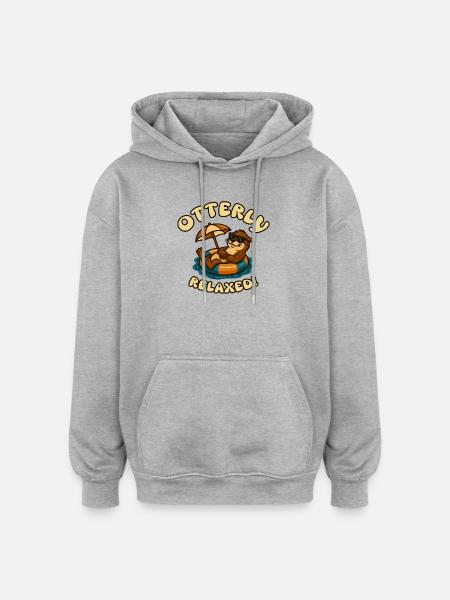 Relaxed Otter in the Sun - Oversized Unisex Hoodie - heather grey