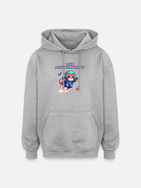 L’astronaute Cat dans l’espace - Sweat à capuche oversize unisexe - gris chiné
