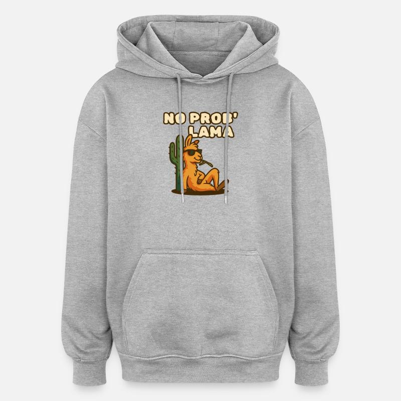 Pas de problème Lama - Sweat à capuche oversize unisexe - gris chiné
