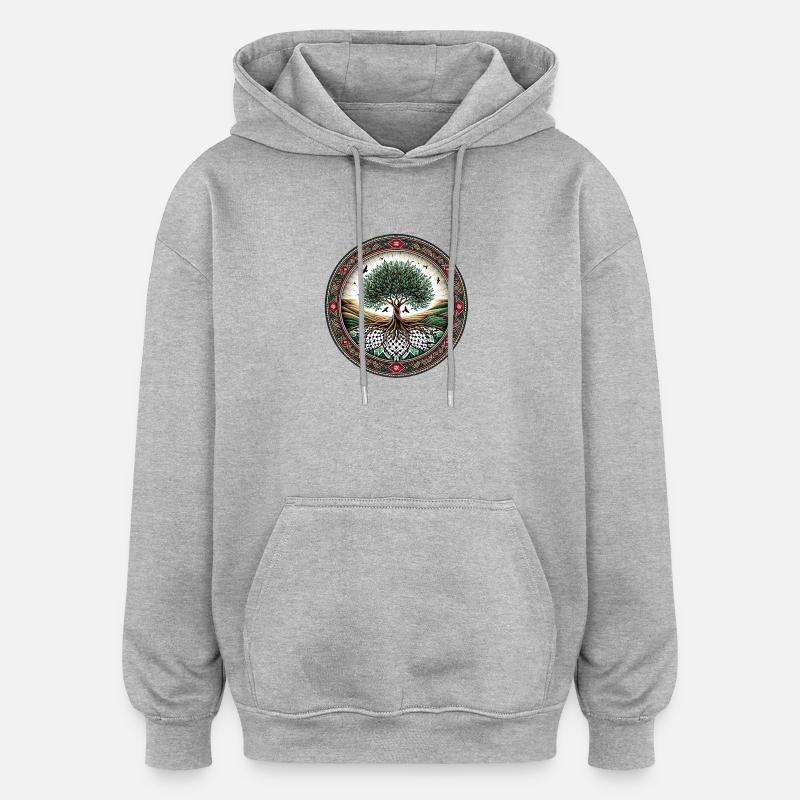 Enraciné - Sweat à capuche oversize unisexe - gris chiné