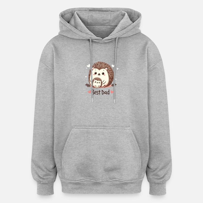 Meilleur papa hérisson - Sweat à capuche oversize unisexe - gris chiné