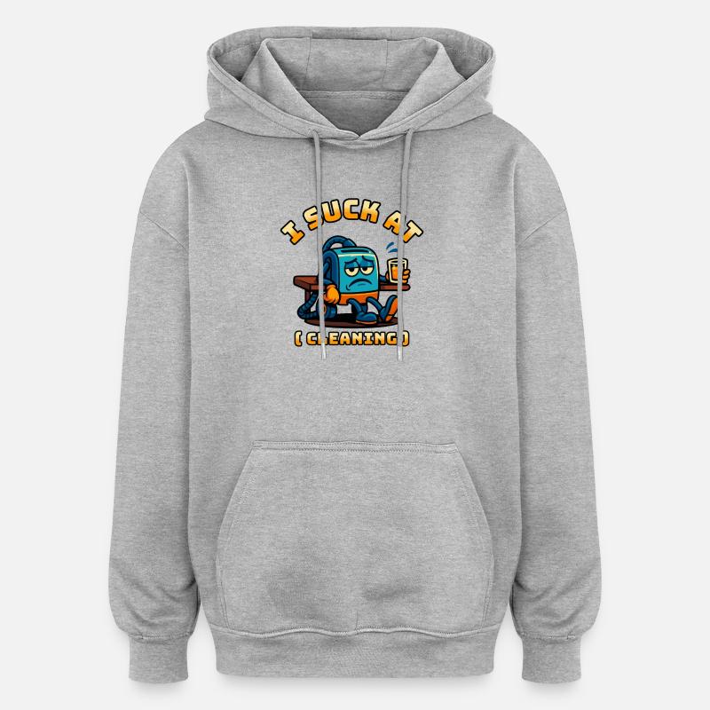 Je soupire en - Sweat à capuche oversize unisexe - gris chiné