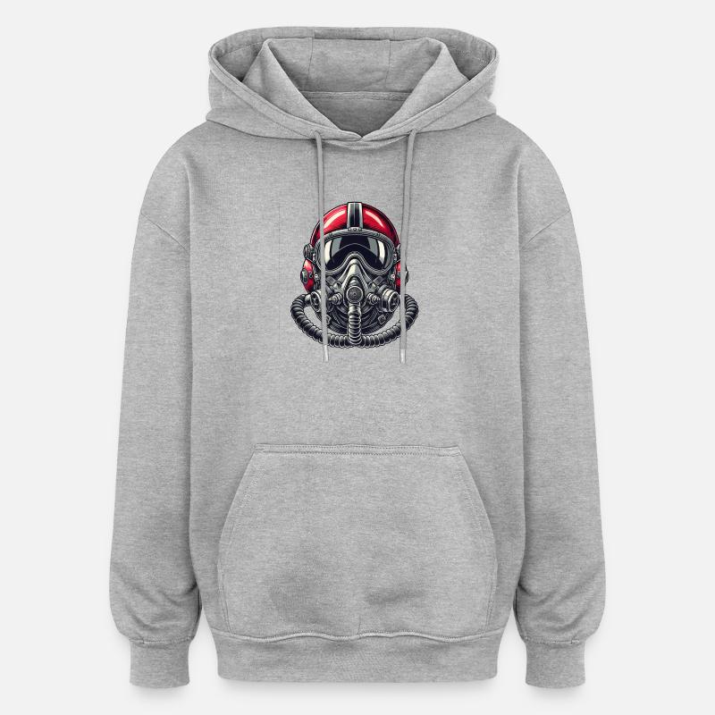 Conception du casque de pilote - Sweat à capuche oversize unisexe - gris chiné