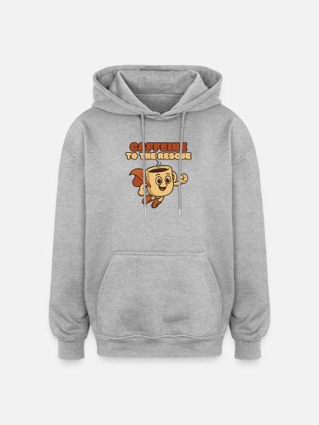 Kaffeerettungsheld - Oversized Unisex Hoodie - Grau meliert