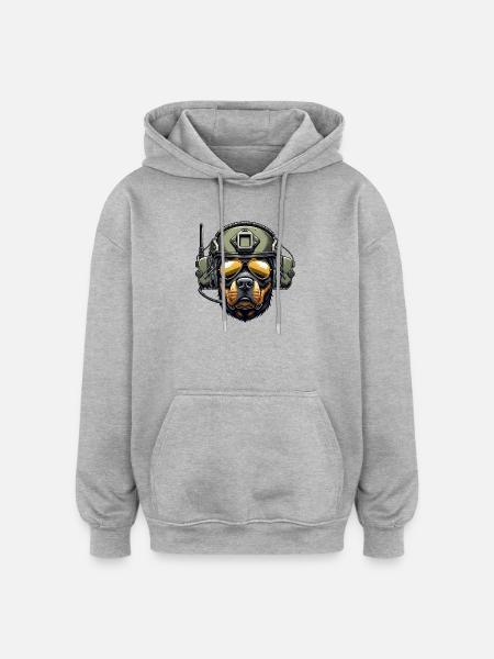 Rottweiler Military Design - Oversized Unisex Hoodie - heather grey