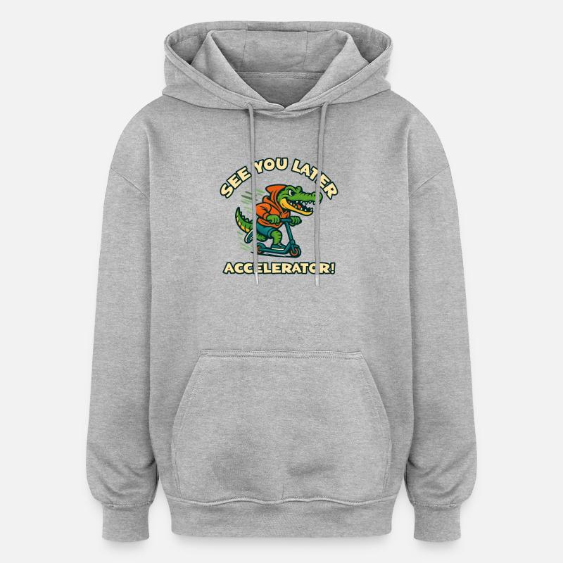 Krokodil auf Roller - Oversized Unisex Hoodie - Grau meliert