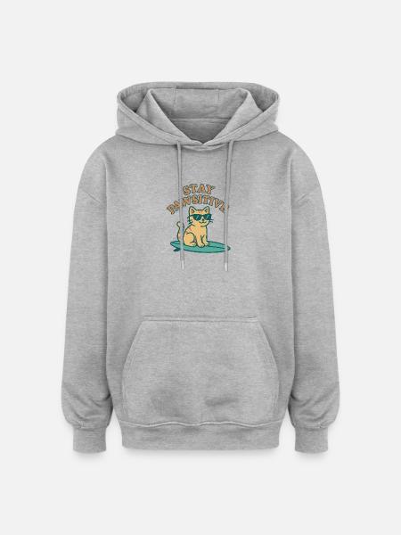 Stay Pawsitive – Cool Cat Vibes - Oversized Unisex Hoodie - heather grey