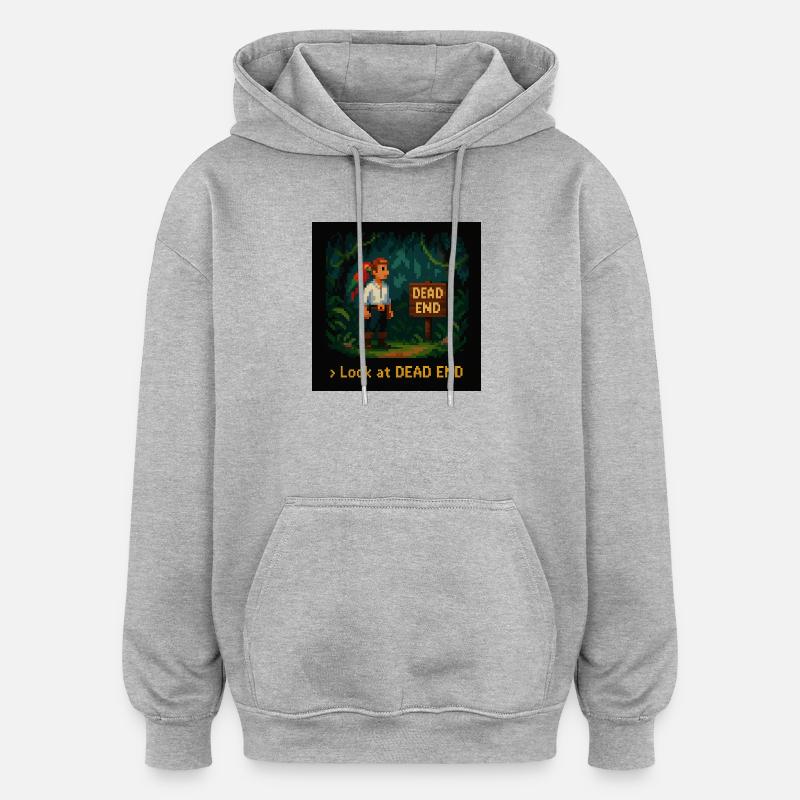 Regardez Dead End - Sweat à capuche oversize unisexe - gris chiné