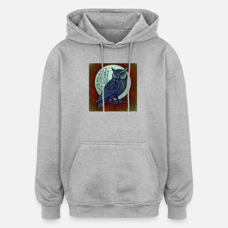 Dkital Eule - Oversized Unisex Hoodie - Grau meliert