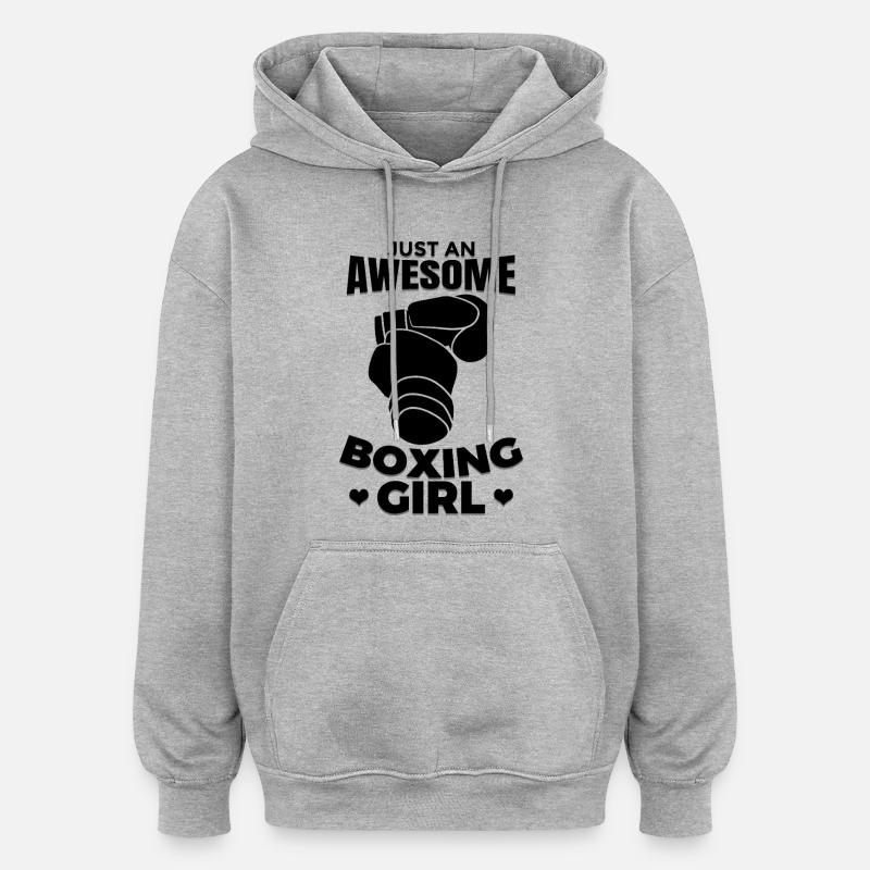 Boxer Mädchen - Oversized Unisex Hoodie - Grau meliert