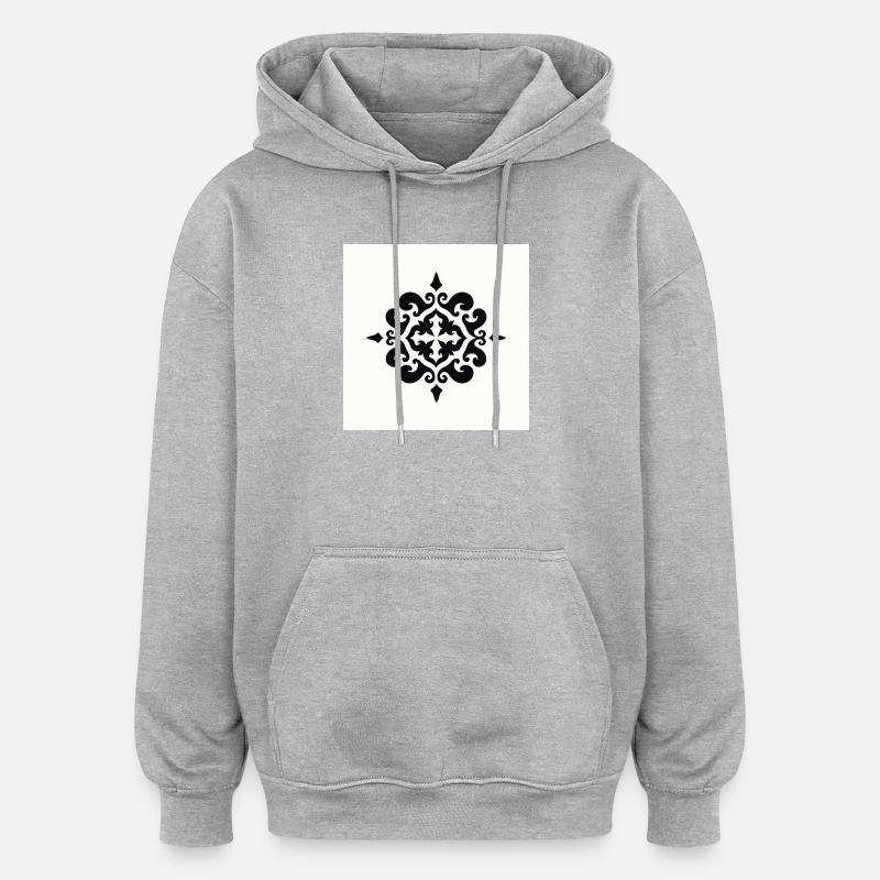 Elegant Black Ornamental Pattern - Oversized Unisex Hoodie - heather grey