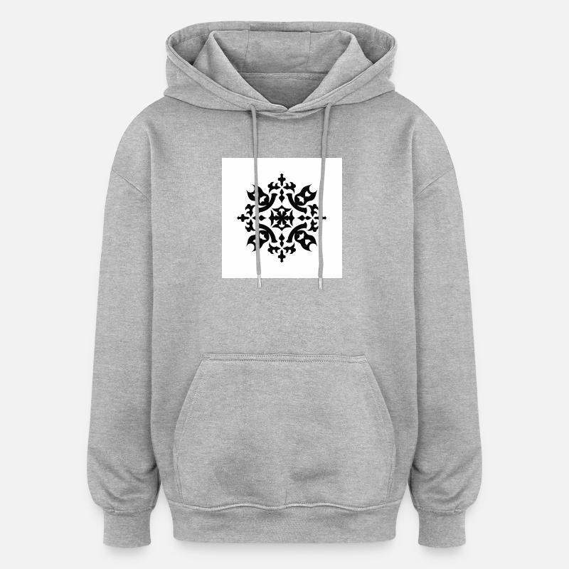 Kompliziertes schwarzes Schneeflockenmuster - Oversized Unisex Hoodie - Grau meliert