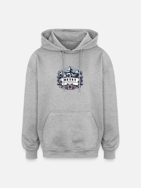 Pray free Swiss pray - Oversized Unisex Hoodie - heather grey