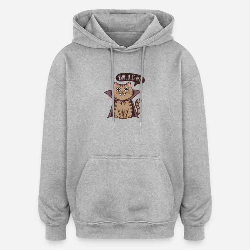Le vampire est là - Sweat à capuche oversize unisexe - gris chiné