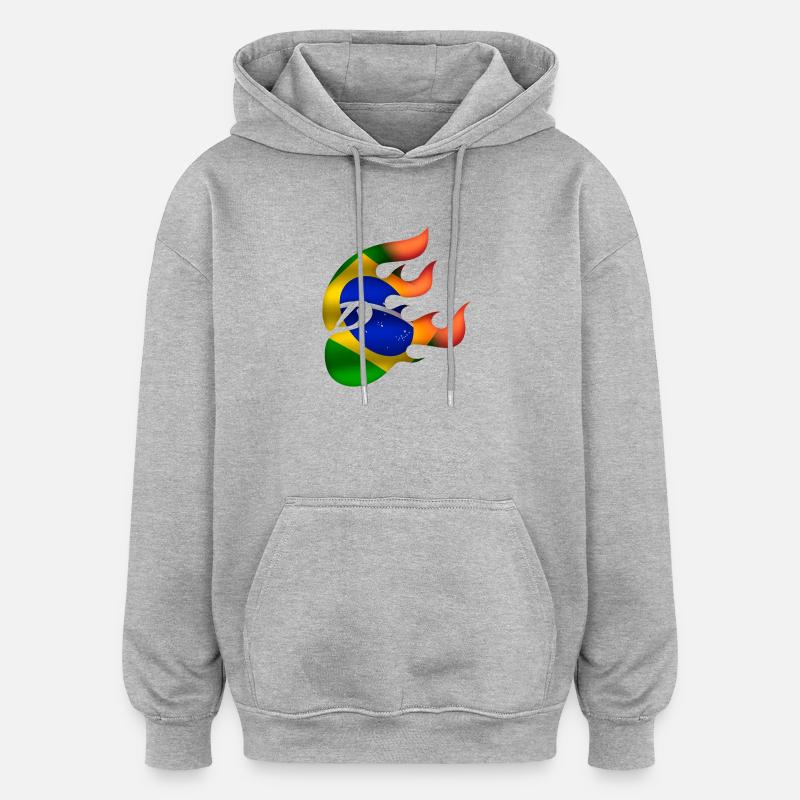 Drapeau du Brésil - Brésil - Ninja - Sweat à capuche oversize unisexe - gris chiné