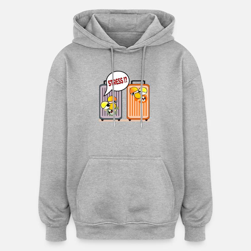 VALISE DE VACANCES STRESS VACANCES - Sweat à capuche oversize unisexe - gris chiné