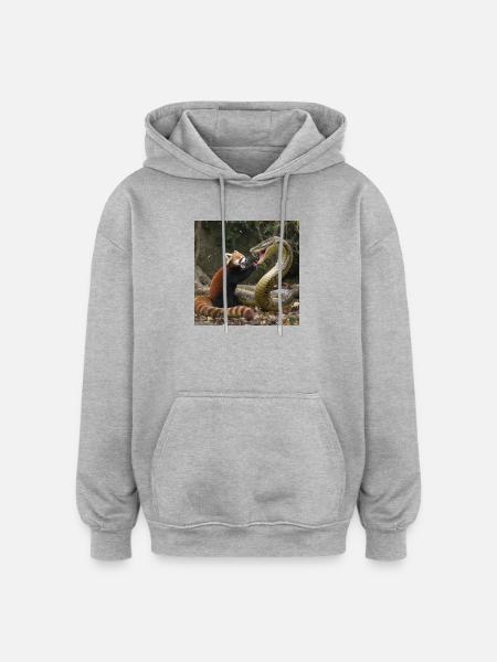 Wild Safari Fighter Motif - Oversized Unisex Hoodie - heather grey
