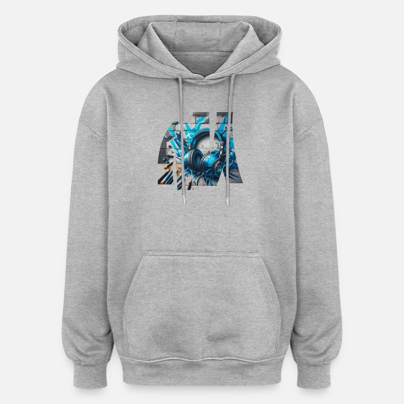 Rythme Graphique et Son Chromatique. - Sweat à capuche oversize unisexe - gris chiné