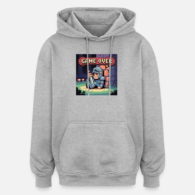 A pixel character burned by art - Oversized Unisex Hoodie - heather grey