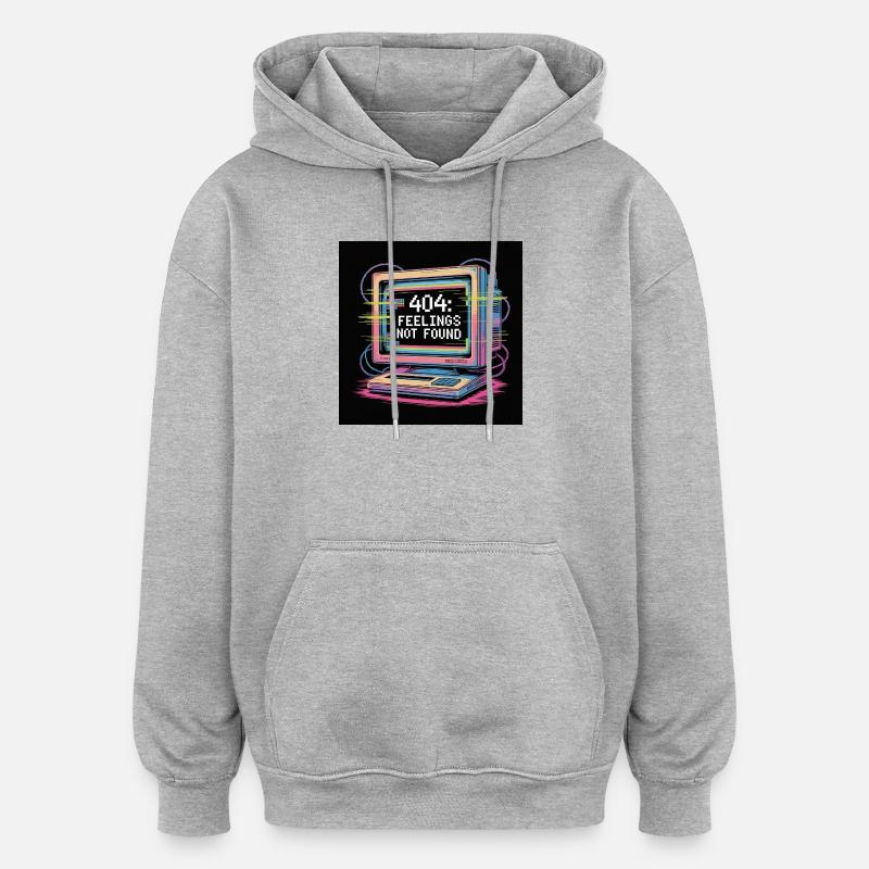 Retro Computer 404 No Feeling - Oversized Unisex Hoodie - heather grey