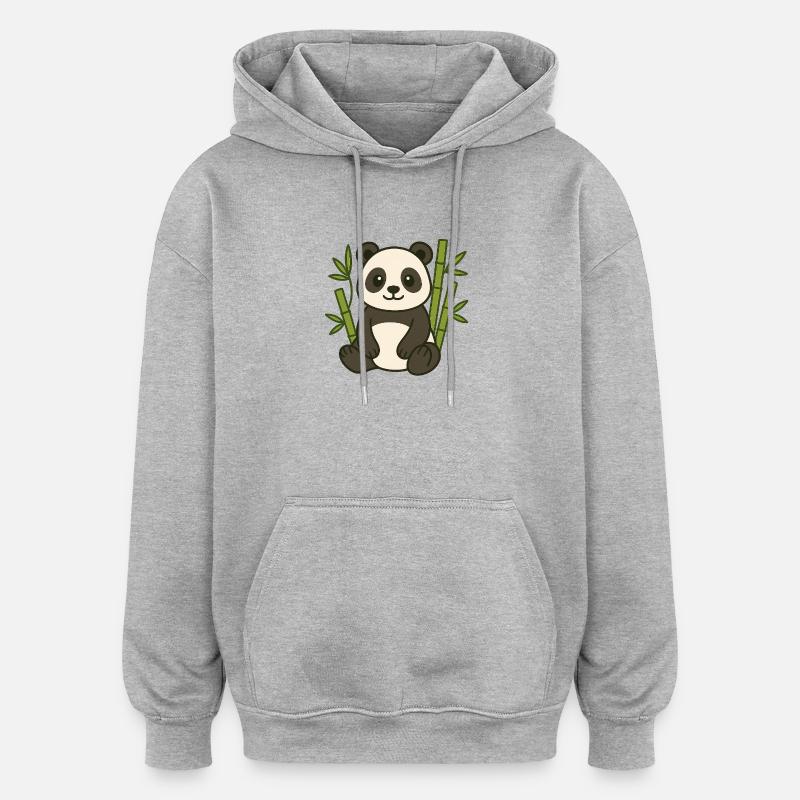 Panda im Bambuswald - Oversized Unisex Hoodie - Grau meliert