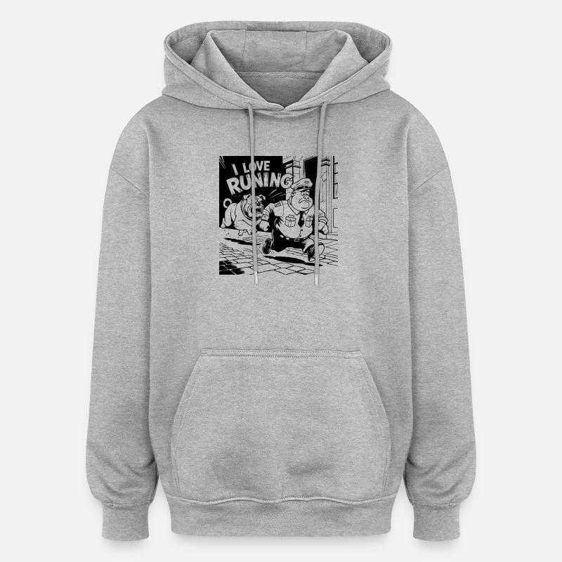 course - Sweat à capuche oversize unisexe - gris chiné