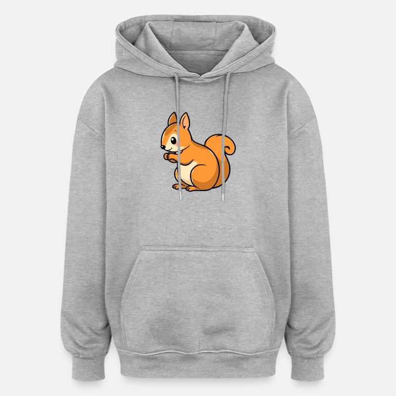 Écureuil - Sweat à capuche oversize unisexe - gris chiné