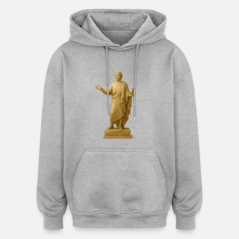 Statue grecque moderne avec smartphone - Sweat à capuche oversize unisexe - gris chiné