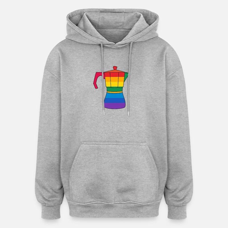 Cafetière arc-en-ciel vibrant - Sweat à capuche oversize unisexe - gris chiné