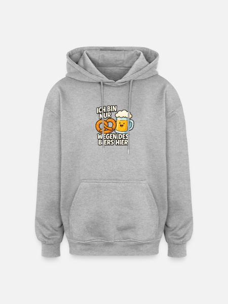 Humorous beer quote with pretzels - Oversized Unisex Hoodie - heather grey