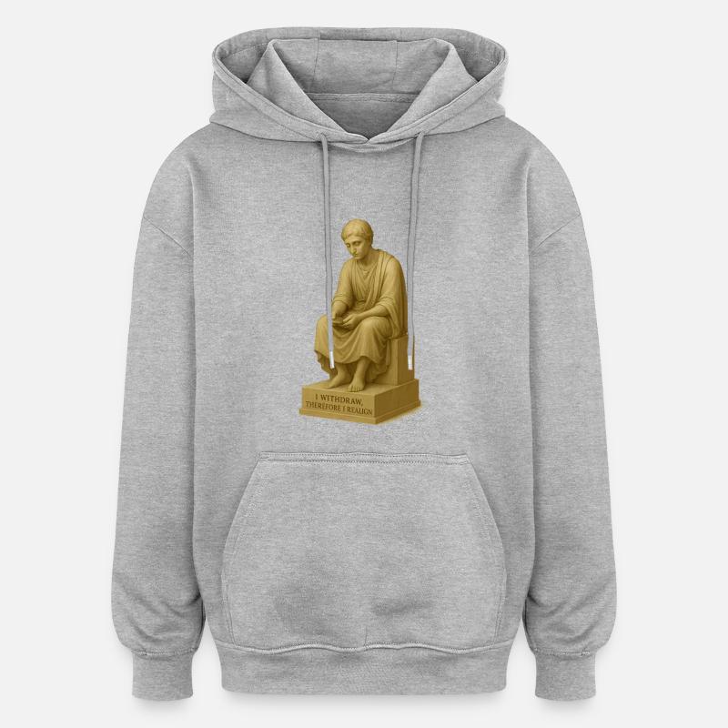 Sculpture de penseur réfléchi - Sweat à capuche oversize unisexe - gris chiné