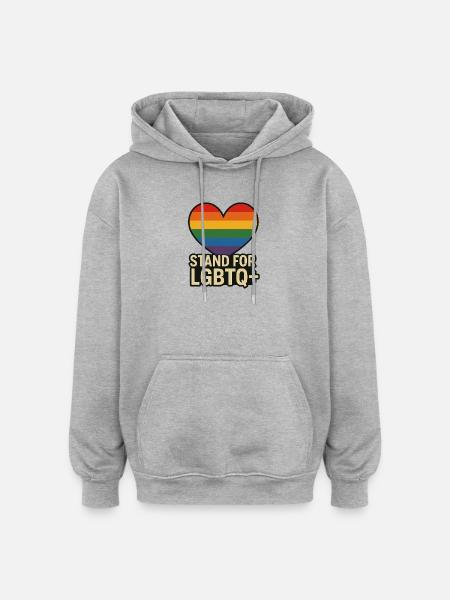 Pride Heart LGBT Support Design - Oversized Unisex Hoodie - heather grey