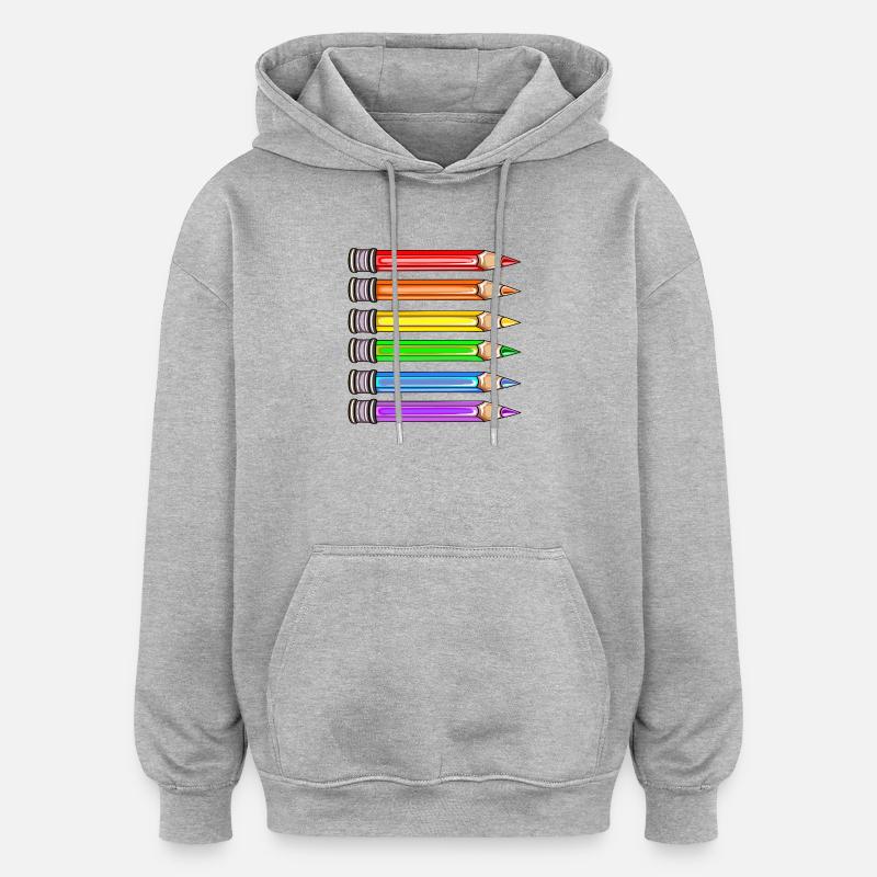 DRAPEAU ARC-EN-CIEL DE LA FIERTÉ - Sweat à capuche oversize unisexe - gris chiné