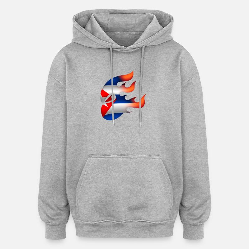 Drapeau de Cuba - Cuba - Ninja - Sweat à capuche oversize unisexe - gris chiné