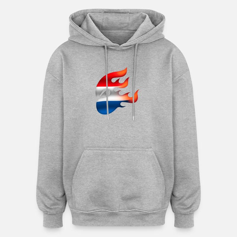 Drapeau des Pays-Bas - Pays-Bas - Ninja - Sweat à capuche oversize unisexe - gris chiné