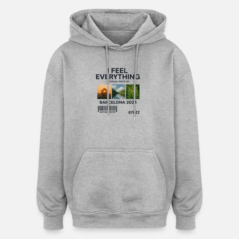 Je ressens tout : Visual Piece Barcelona - Sweat à capuche oversize unisexe - gris chiné