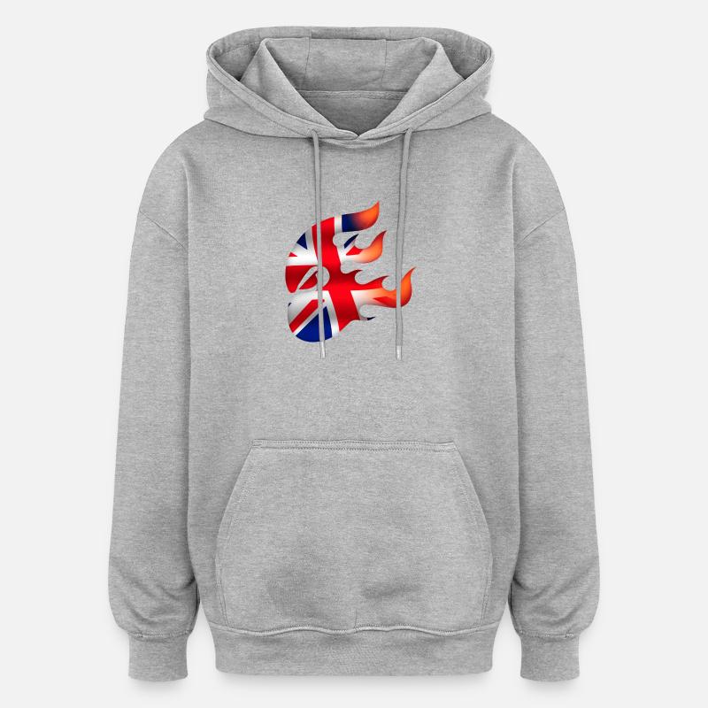 Drapeau du Royaume-Uni - Royaume-Uni - Ninja - Sweat à capuche oversize unisexe - gris chiné