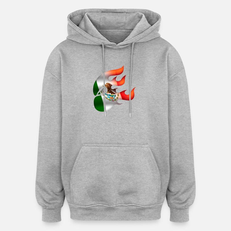 Drapeau du Mexique - Mexique - Ninja - Sweat à capuche oversize unisexe - gris chiné