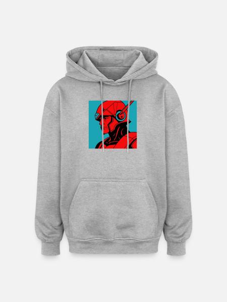 Retro Future Hero - Oversized Unisex Hoodie - heather grey