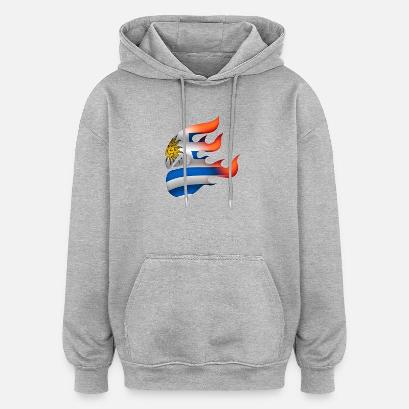 Drapeau de l’Uruguay - Uruguay - Ninja - Sweat à capuche oversize unisexe - gris chiné