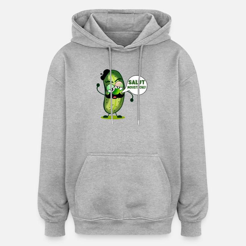 HALLO SCHNURRBART GURKEN - Oversized Unisex Hoodie - Grau meliert