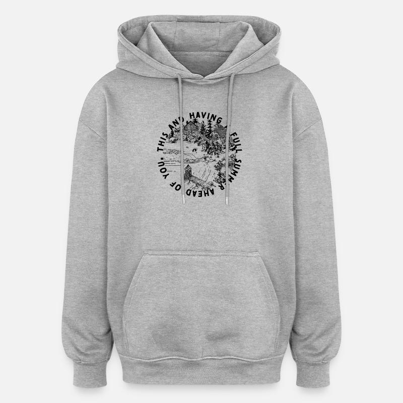 Été - Sweat à capuche oversize unisexe - gris chiné