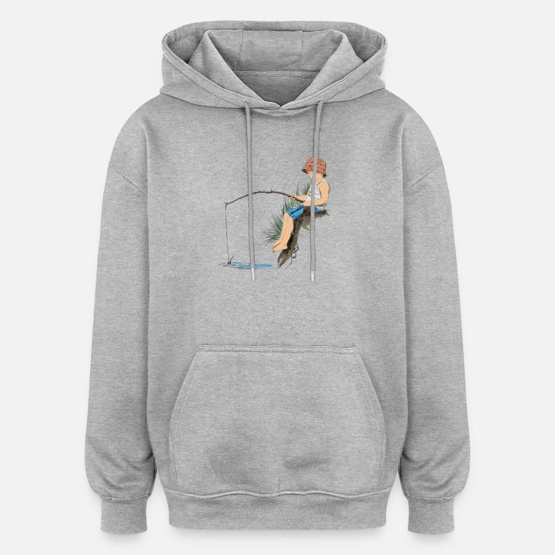 Pêcheur - Sweat à capuche oversize unisexe - gris chiné