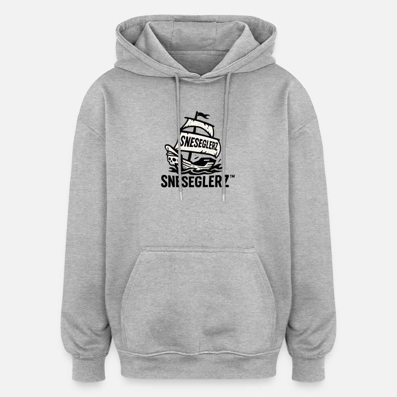 Navire avec crâne et drapeau - Sweat à capuche oversize unisexe - gris chiné