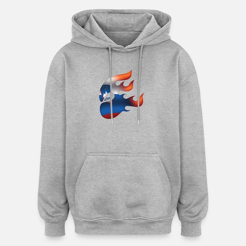 Drapeau slovène - Slovénie - Ninja - Sweat à capuche oversize unisexe - gris chiné